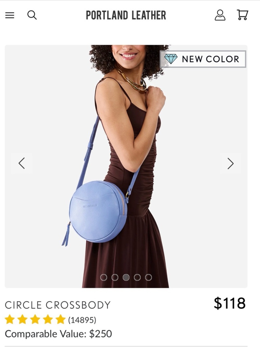 Portland Leather Circle Crossbody Bag - Turquoise - Picture 4 of 7
